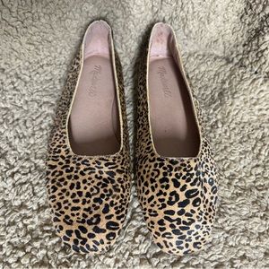 Womens Madewell The Cory Flat in Leopard Calf Hair Size 7.5